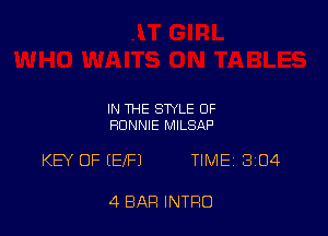 IN THE STYLE OF
RONNIE MILSAP

KEY OF (EIFJ TIMEi 304

4 BAR INTRO