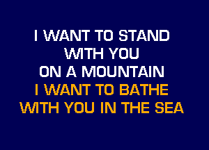 I WANT TO STAND
WTH YOU
ON A MOUNTAIN
I WANT TO BATHE
WTH YOU IN THE SEA