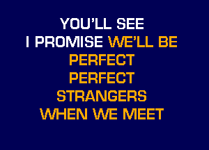 YOU'LL SEE
I PROMISE WE'LL BE
PERFECT
PERFECT
STRANGERS
WHEN WE MEET