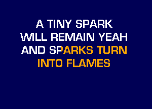 A TINY SPARK
WLL REMAIN YEAH
AND SPARKS TURN

INTO FLAMES