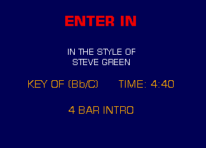 IN THE STYLE OF
STEVE GREEN

KEY OF IBblCJ TIMEI 440

4 BAR INTRO