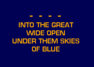 INTO THE GREAT
WIDE OPEN
UNDER THEM SKIES
0F BLUE