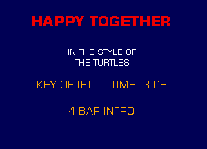 IN THE STYLE OF
THE TURTLES

KEY OF (P) TIMEI 308

4 BAR INTRO