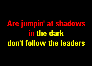 Are iumpin' at shadows

in the dark
don't follow the leaders