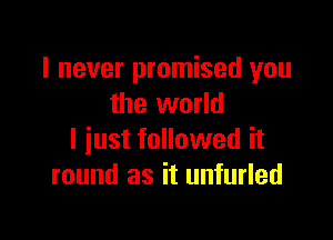 I never promised you
the world

I just followed it
round as it unfurled
