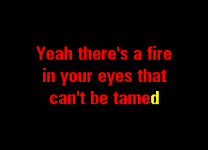 Yeah there's a fire

in your eyes that
can't be tamed