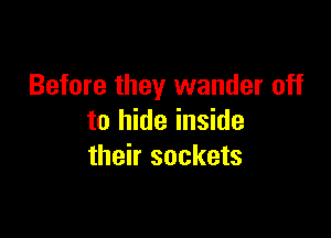 Before they wander off

to hide inside
their sockets
