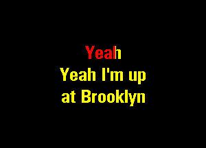 Yeah

Yeah I'm up
at Brooklyn