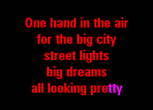 One hand in the air
for the big city

street lights
big dreams
all looking pretty