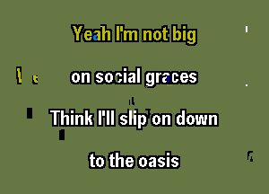 Yeah I'm not big

I on socialgrmes

Think I'll slip on down

to the oasis