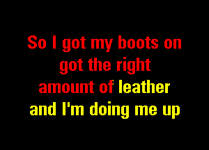 So I got my boots on
got the right

amount of leather
and I'm doing me up