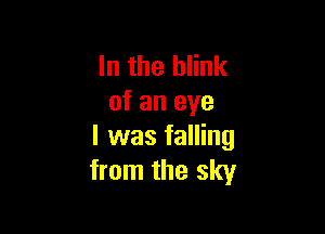 In the blink
of an eye

I was falling
from the sky