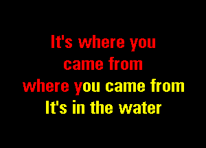 It's where you
came from

where you came from
It's in the water