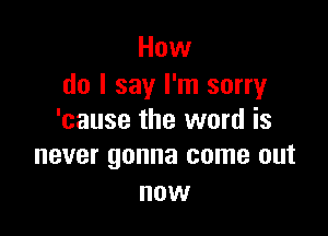 How
do I say I'm sorry

'cause the word is
never gonna come out

now