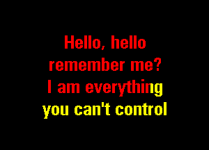 Hello, hello
remember me?

I am everything
you can't control