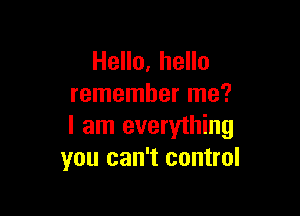 Hello, hello
remember me?

I am everything
you can't control