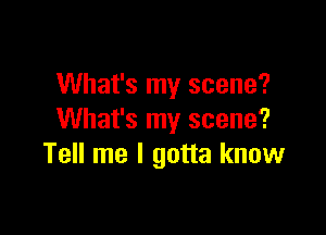 What's my scene?

What's my scene?
Tell me I gotta know