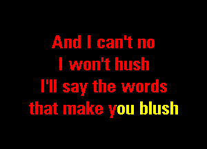 And I can't no
I won't hush

I'll say the words
that make you blush