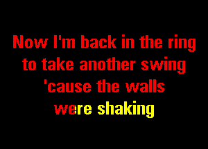 Now I'm back in the ring
to take another swing

'cause the walls
were shaking