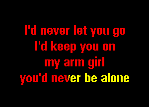 I'd never let you go
I'd keep you on

my arm girl
you'd never be alone