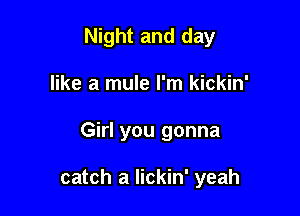 Night and day

like a mule I'm kickin'

Girl you gonna

catch a Iickin' yeah