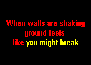 When walls are shaking

ground feels
like you might break