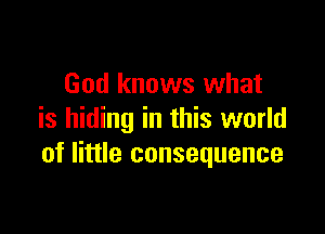 God knows what

is hiding in this world
of little consequence