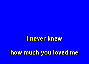 I never knew

how much you loved me