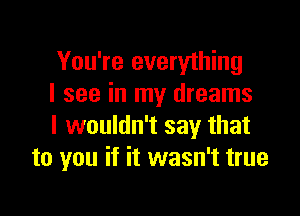 You're everything
I see in my dreams

I wouldn't say that
to you if it wasn't true