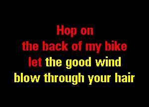 Hop on
the back of my bike

let the good wind
blow through your hair