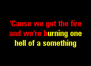 'Cause we got the fire

and we're burning one
hell of a something