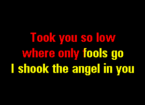 Took you so low

where only fools go
I shook the angel in you