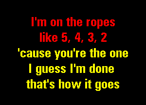 I'm on the ropes
like 5, 4, 3, 2

'cause you're the one
I guess I'm done
that's how it goes