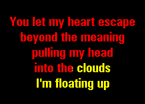 You let my heart escape
beyond the meaning
pulling my head
into the clouds
I'm floating up