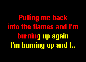 Pulling me back
into the flames and I'm
burning up again
I'm burning up and l..