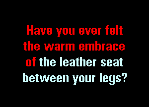Have you ever felt
the warm embrace

of the leather seat
between your legs?