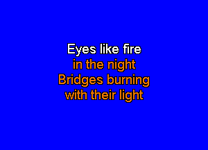 Eyes like fire
in the night

Bridges burning
with their light