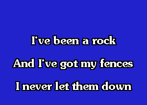 I've been a rock

And I've got my fences

I never let 11mm down