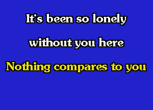 It's been so lonely

without you here

Nothing comparas to you