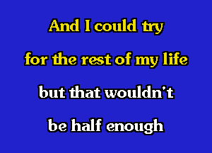And I could try

for the rest of my life
but that wouldn't

be half enough