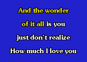 And the wonder

of it all is you

just don't realize

How much I love you