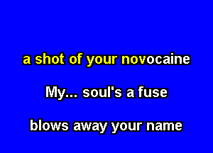 a shot of your novocaine

My... soul's a fuse

blows away your name