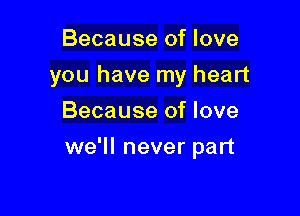 Because of love
you have my heart
Because of love

we'll never part