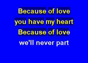 Because of love
you have my heart
Because of love

we'll never part