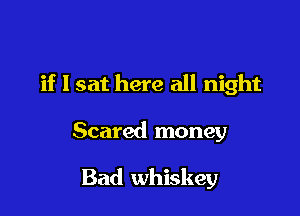 if I sat here all night

Scared money

Bad whiskey