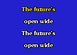 The future's
open wide

The future's

open wide