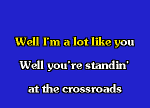 Well I'm a lot like you

Well you're standin'

at the crossroads