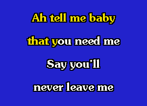 Ah tell me baby

that you need me

Say you'll

never leave me