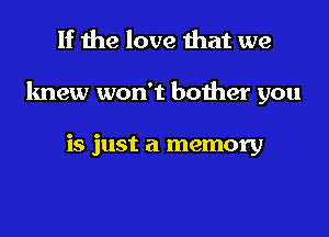 If the love that we

knew won't bother you

is just a memory