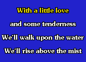 With a little love
and some tenderness
We'll walk upon the water

We'll rise above the mist